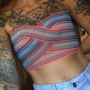 Colorful Bandeau Bralette Crop Top